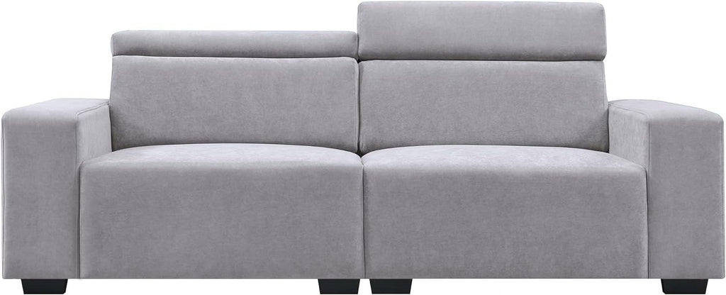 Light Grey Velvet Upholstered Sofa with Adjustable Headrests N136