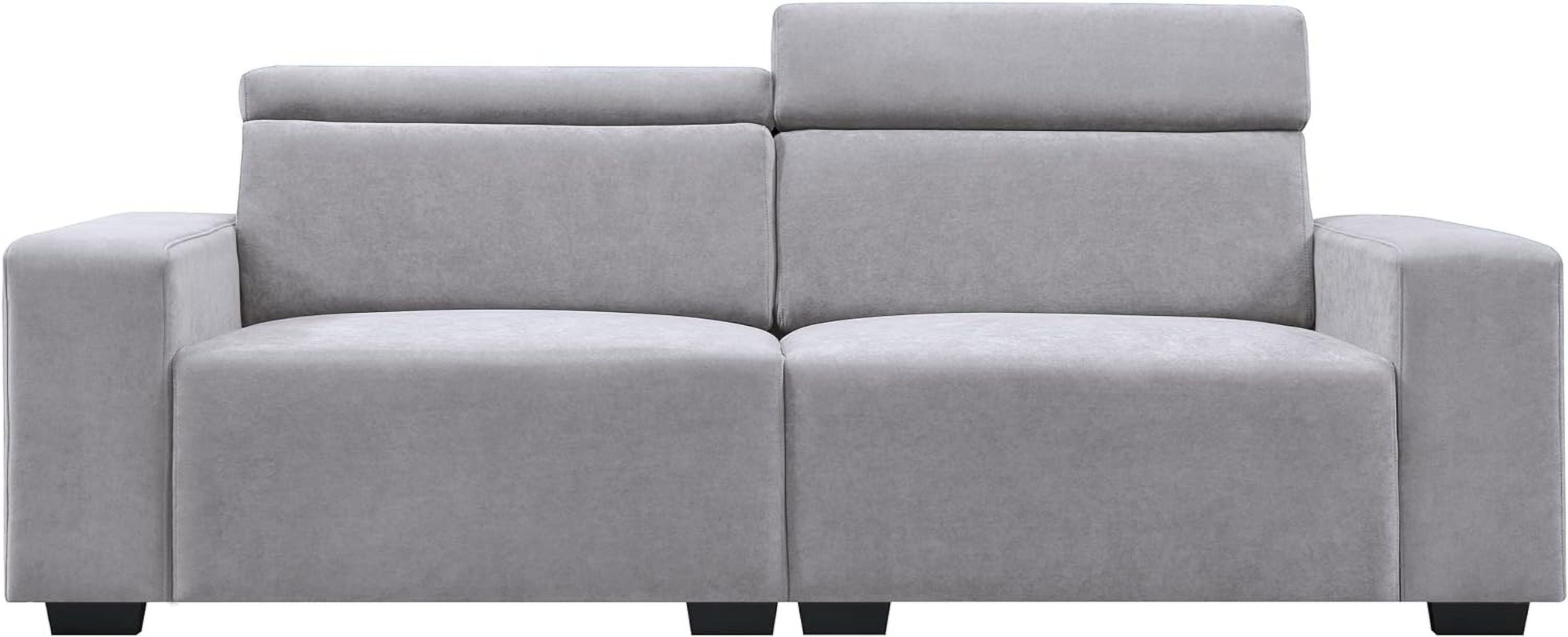 Light Grey Velvet Upholstered Sofa with Adjustable Headrests N136
