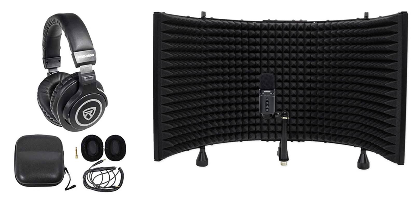 Studio USB Podcast Microphone with Interface, Headphones, and Shield A7496