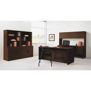 Mahogany 3/4-Height Right Pedestal Credenza Y751