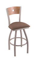 Anodized Nickel Swivel Stool with Maple Back and Willow Seat V319929
