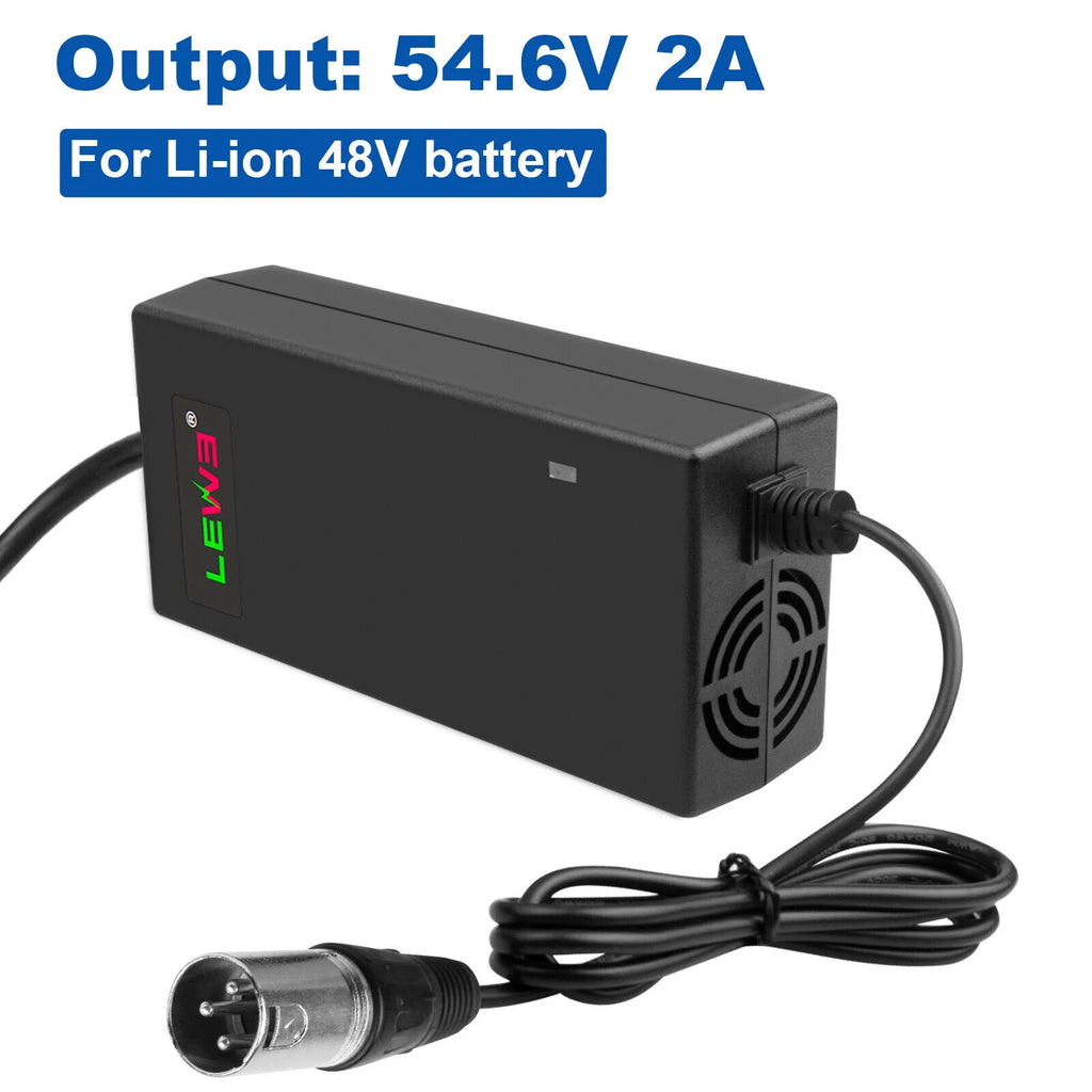 54.6V 2A Charger Electric Bike for 48 Volt Li-Ion Battery Power Supply J1297
