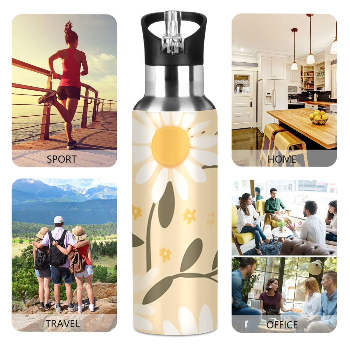 Stainless Steel Insulated Water Bottle with Straw Lid 20 oz D3703