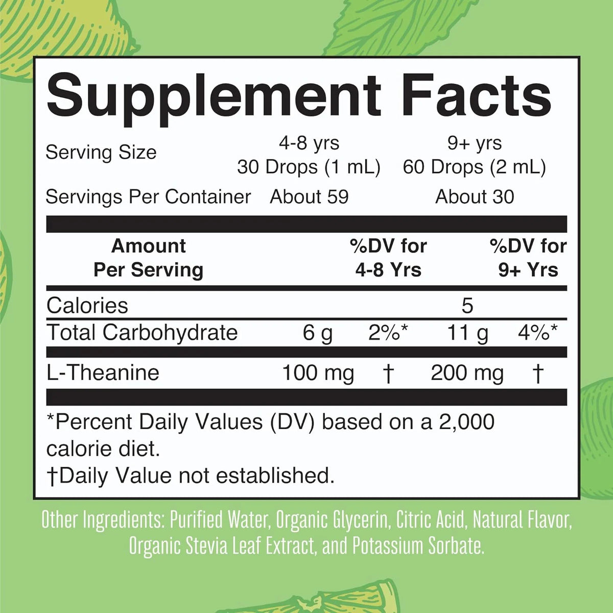 L-Theanine 200mg Liquid Drops Vegan 30 Servings X1655