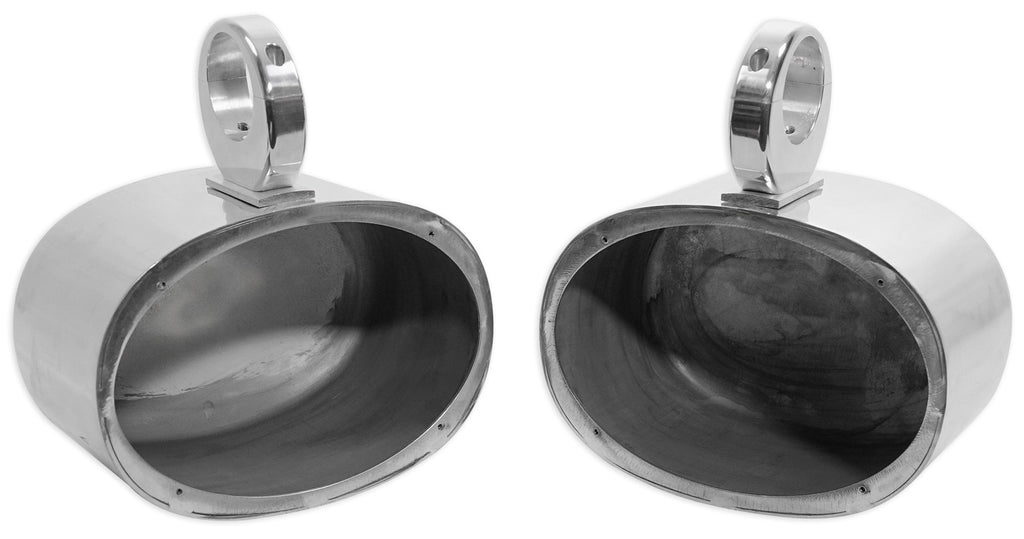 6x9" Silver Aluminum Wakeboard Tower Speaker Pods with Covers O85527