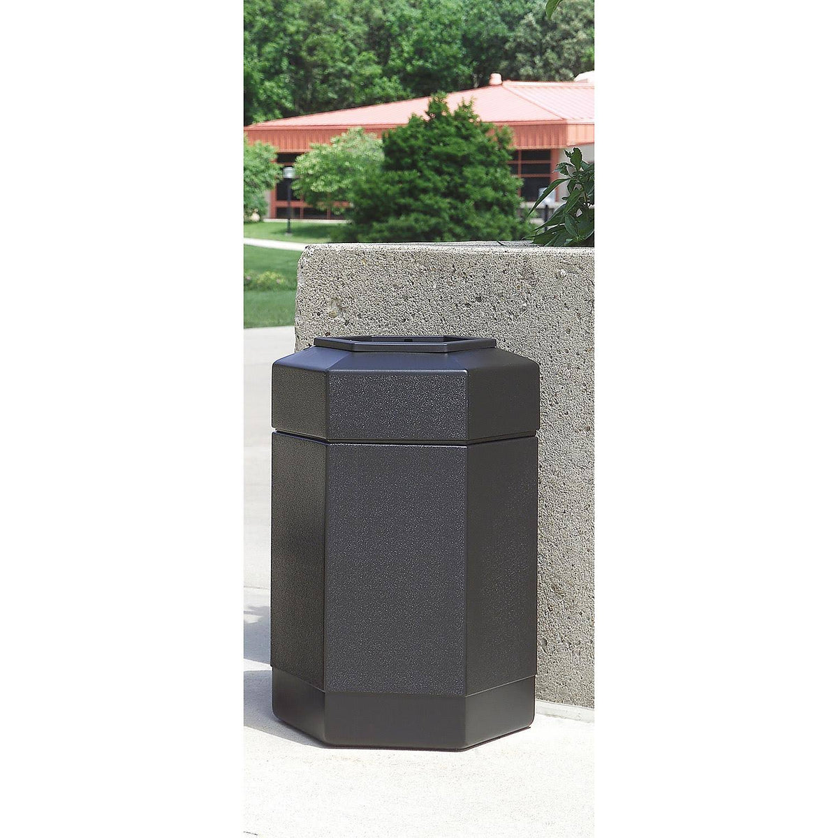 30-Gallon Hex Waste Container Black U540434