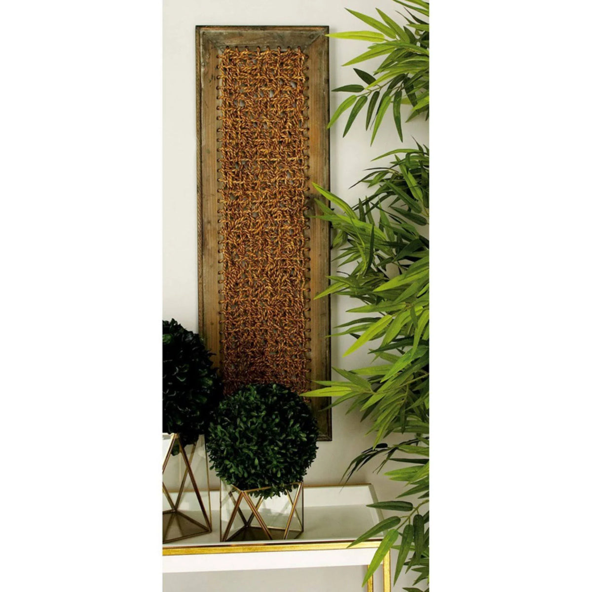 Wood Rattan Wall Decor, Brown/Natural - 2 Count D66311