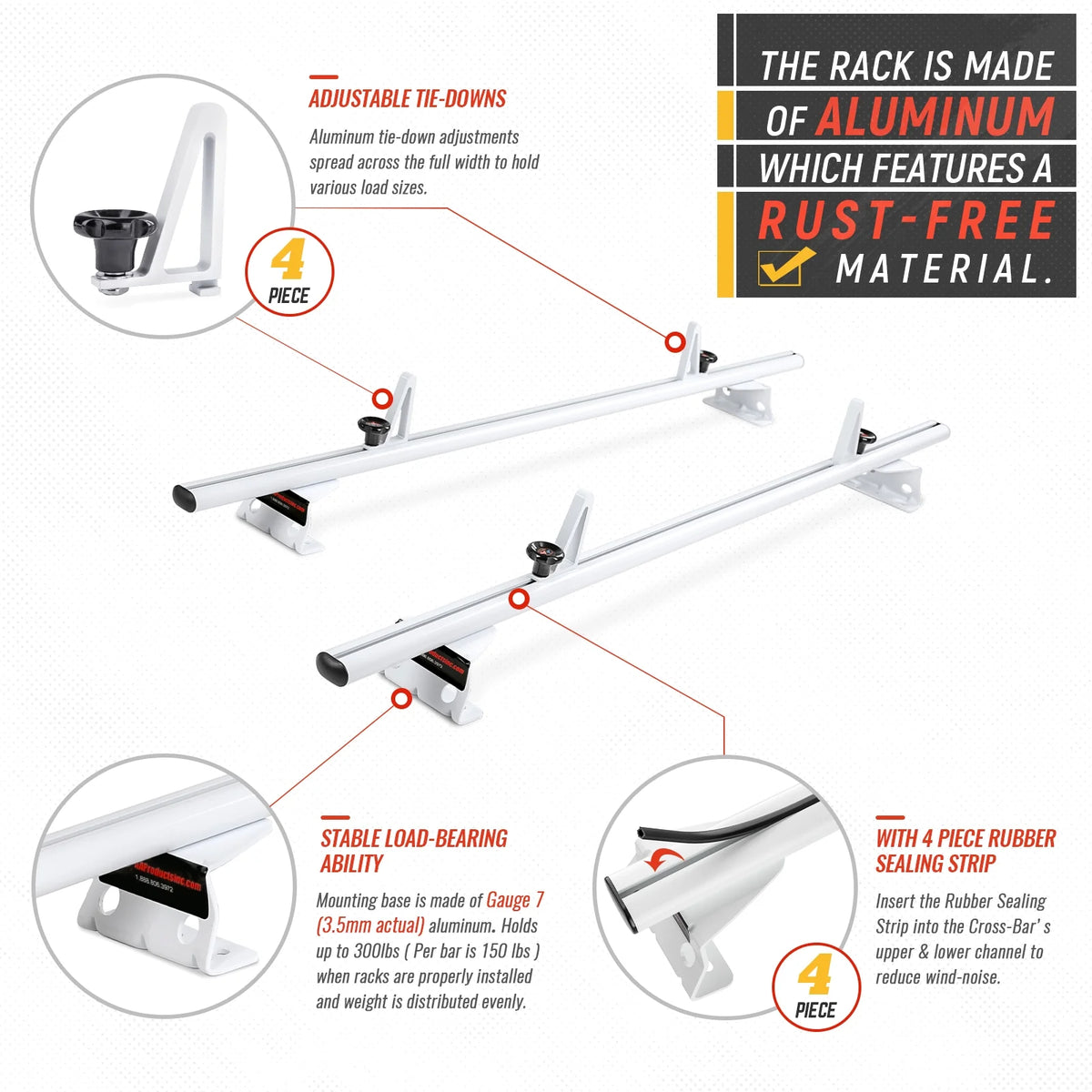 Aluminum 2 Bar Van Roof Rack System with Ladder Stopper U50337