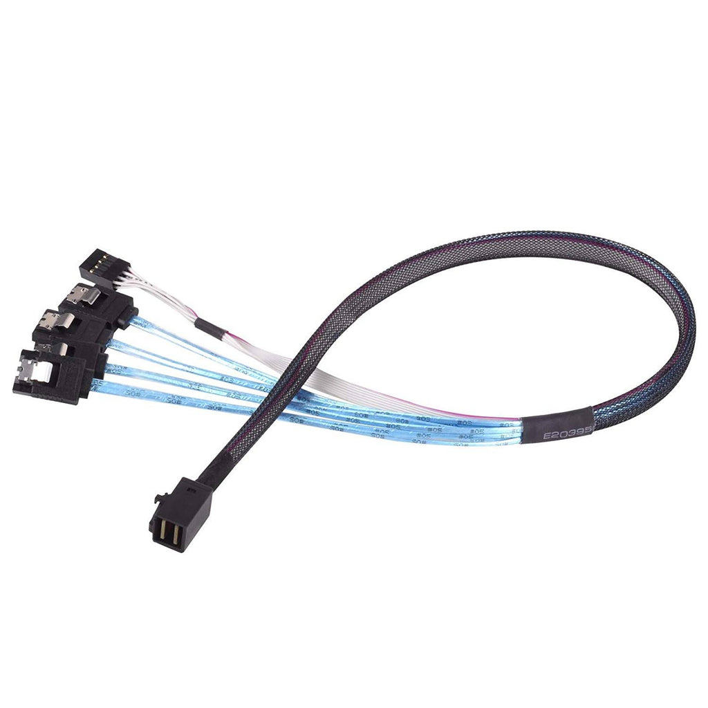 Internal Mini SAS HD SFF8643 to 4 SATA 7Pin Thick Shielded Cable with Sideband F1702