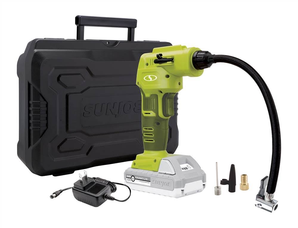 Black Cordless Air Compressor with Nozzle Adapters and Storage Case B641