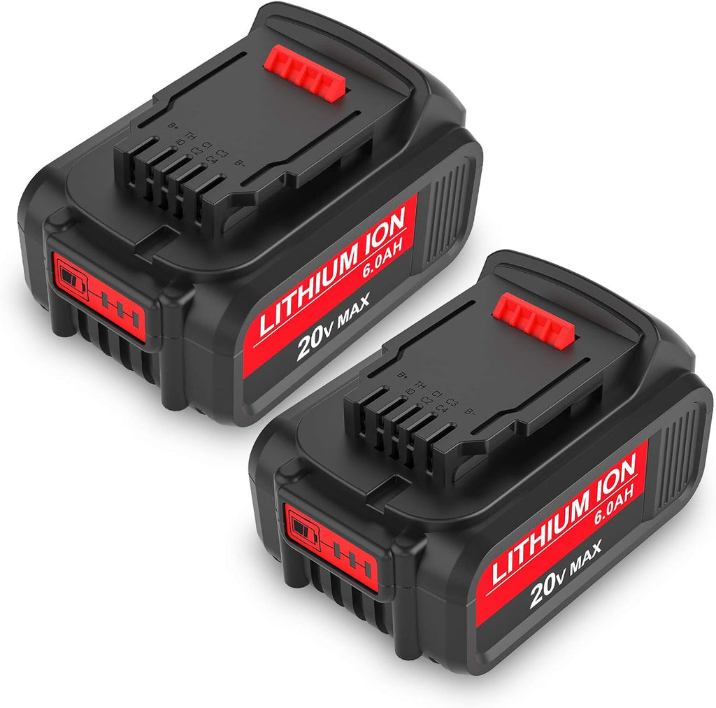 2 Pack 6.0Ah Replacement Battery for Dewalt 20V Max Lithium J826