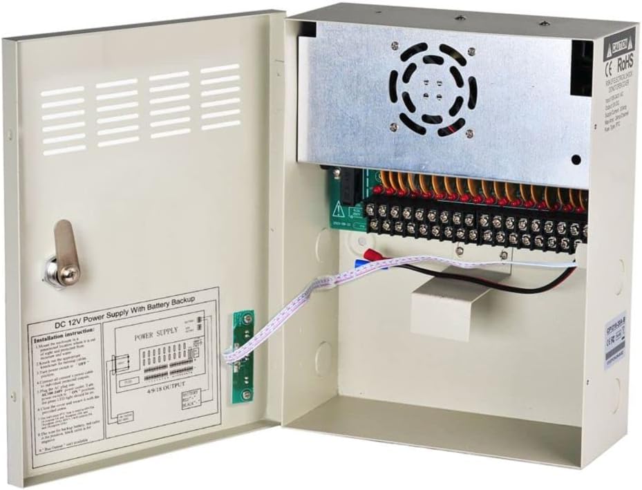 18 Channel 12V 20Amp DC Metal Boxed Cabinet Regulated UPS Power Supply Unit Pack of 2 Z48906