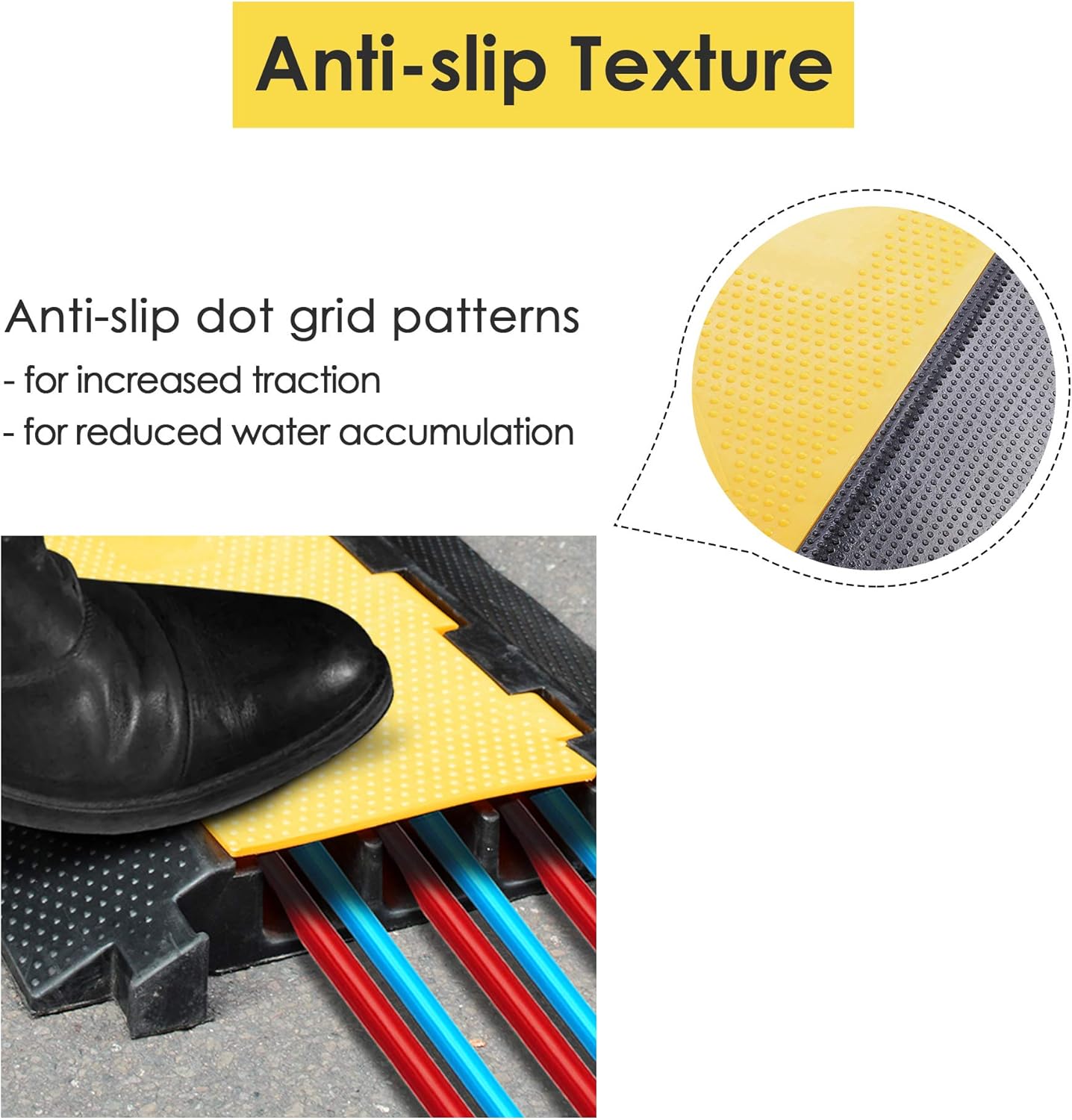 4 Channel Cable Ramp Floor Cover Cord Protector Wire Guard, 55000lbs, Pack of 2 A8884