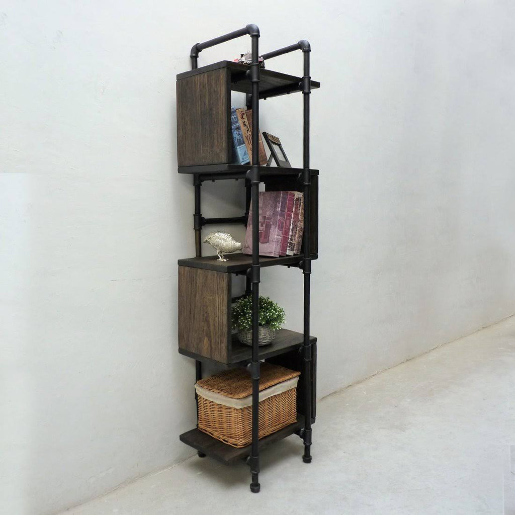 Brushed Brass Gray Natural Etagere Bookcase F780696
