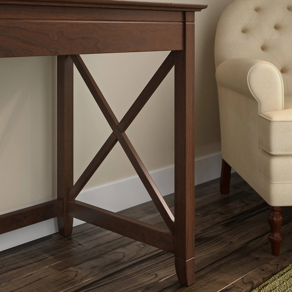 48x22 Engineered Wood Writing Desk with Lateral File Cabinet, Dark Gray Hickory U3114