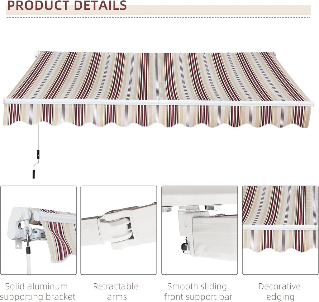 Red Manual Retractable Patio Awning with Canopy T210108