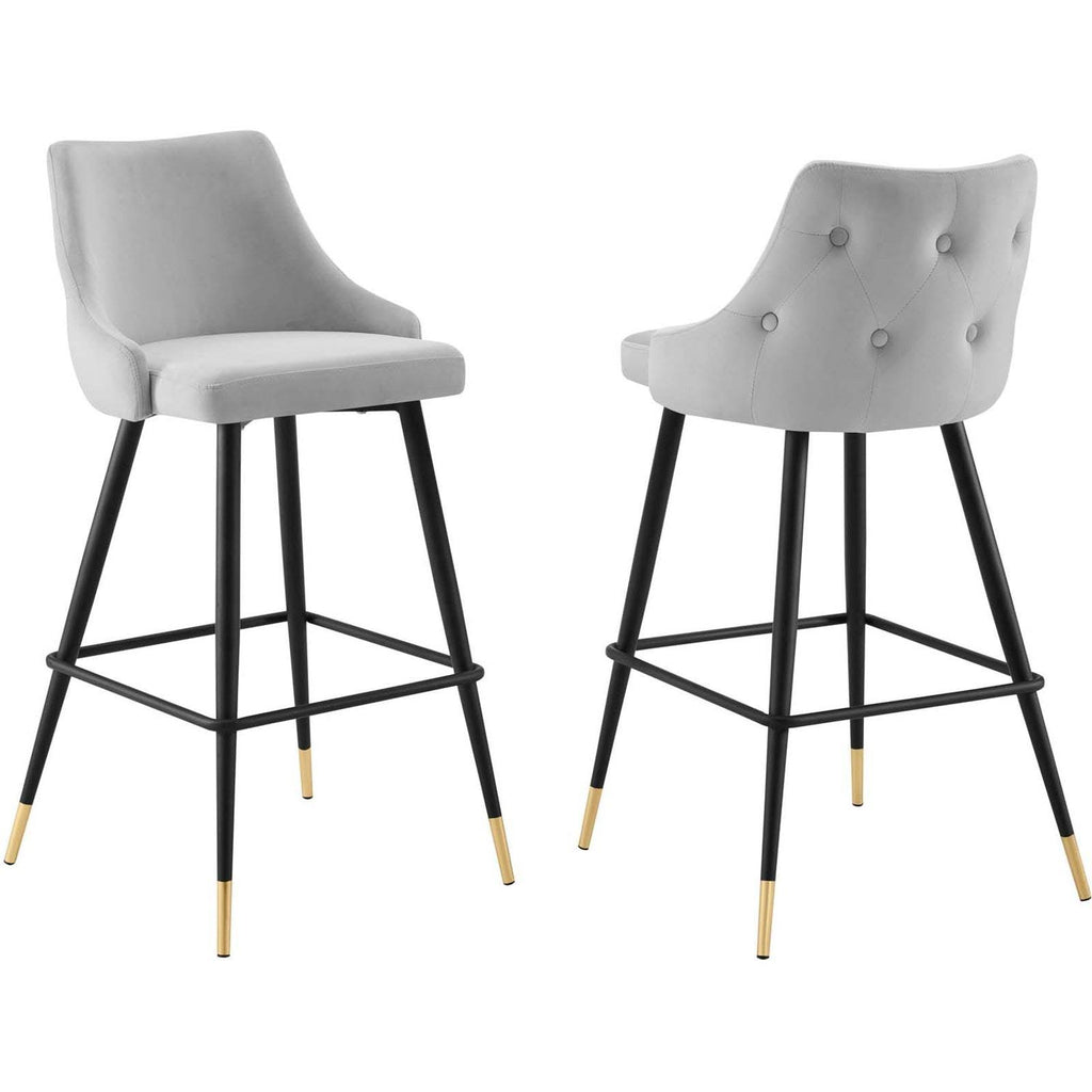 Light Gray Performance Velvet Bar Stool Set of 2 C1998