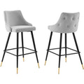Light Gray Performance Velvet Bar Stool Set of 2 C1998