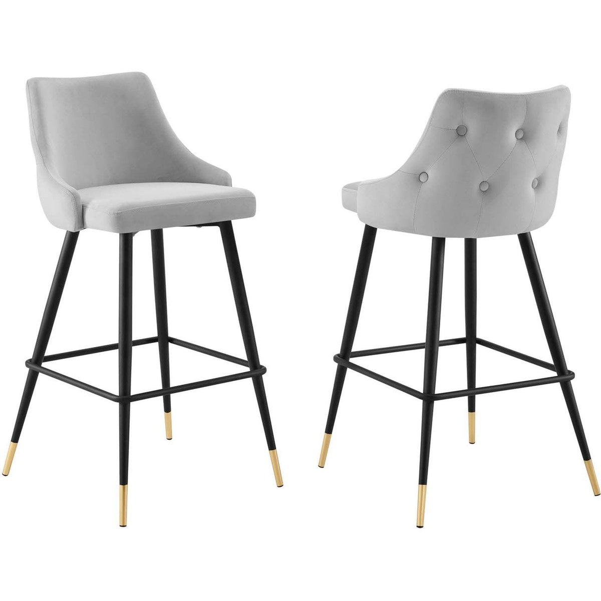 Light Gray Performance Velvet Bar Stool Set of 2 C1998