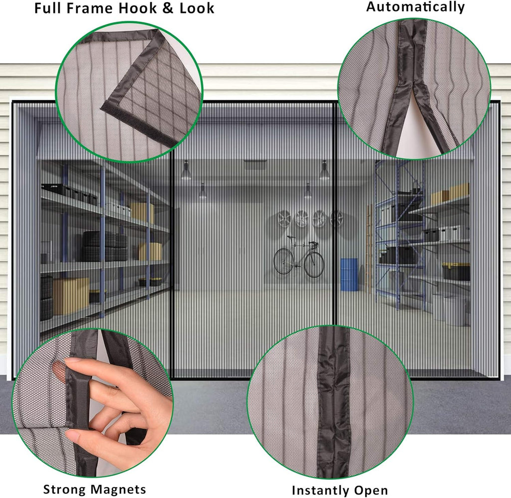 Retractable Magnetic Garage Door Screen Mesh Net, Pack of 2 H287161
