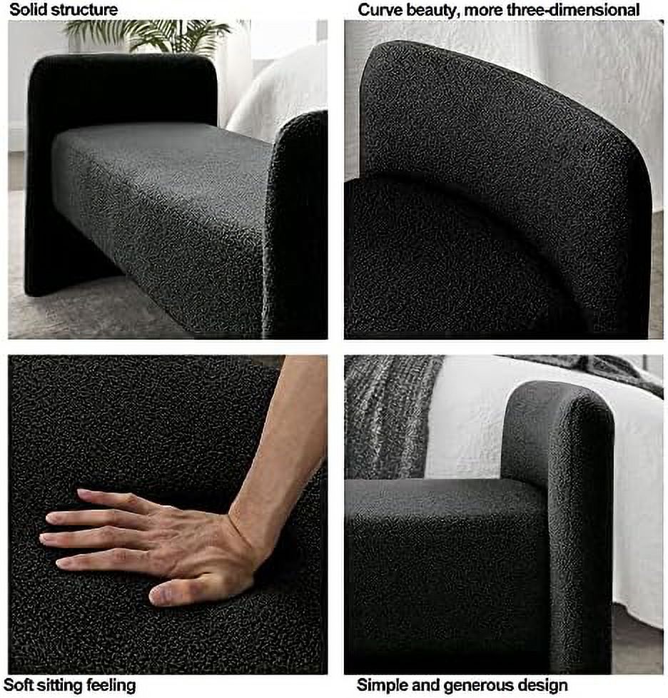 Black Velvet Ottoman Bench O765368