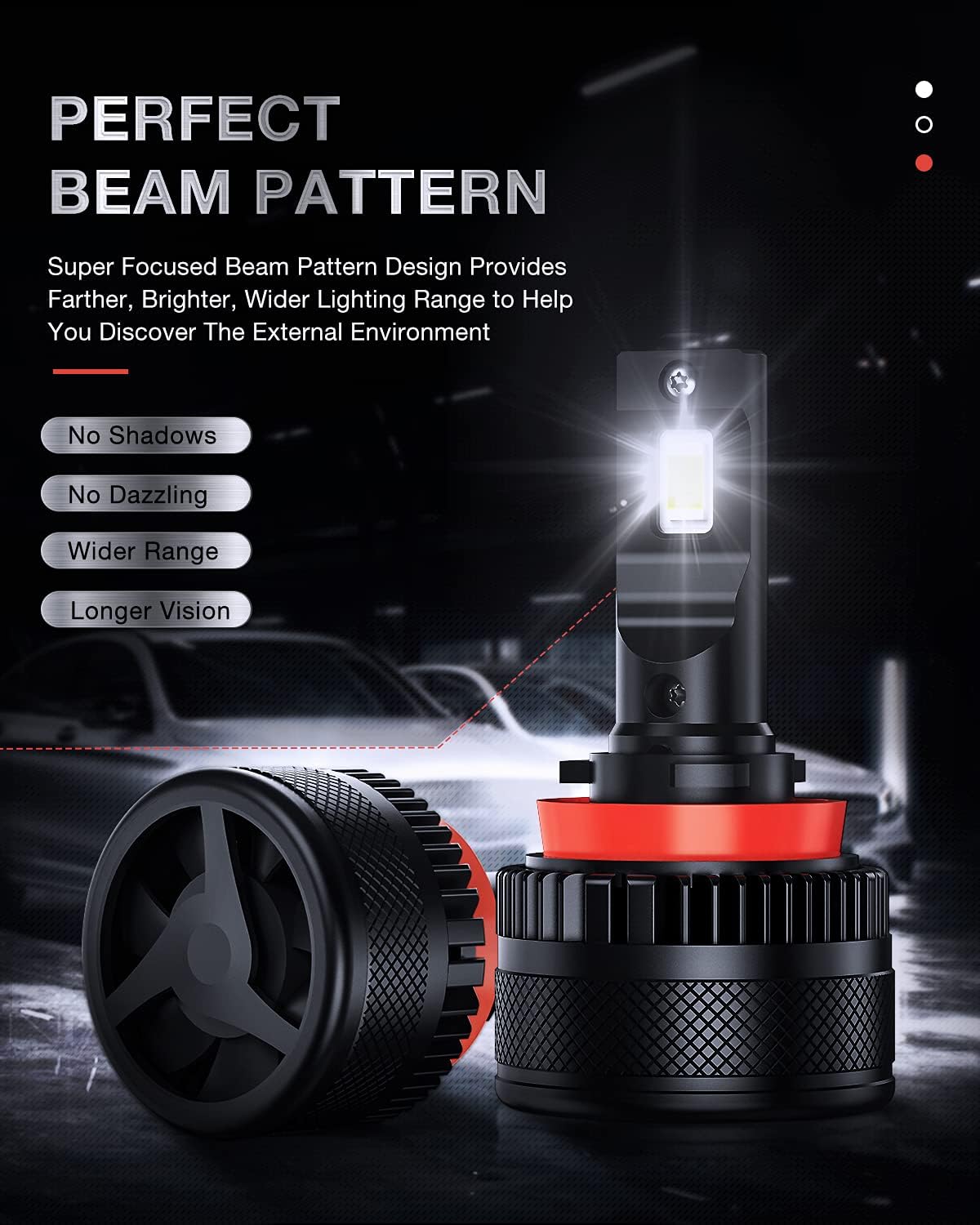 H11 LED Headlight Bulbs, 6000K Cool White, 2-Pack E74233