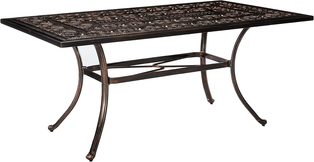 Outdoor Rectangular Cast Aluminum Dining Table, Shiny Copper T46886