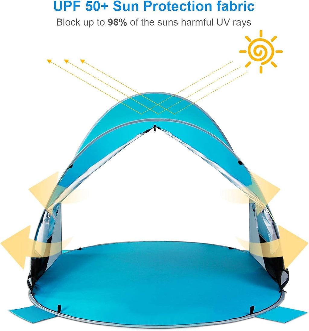 UPF 50+ Pop Up 3-4 Person Beach Tent Sun Shelter O96131