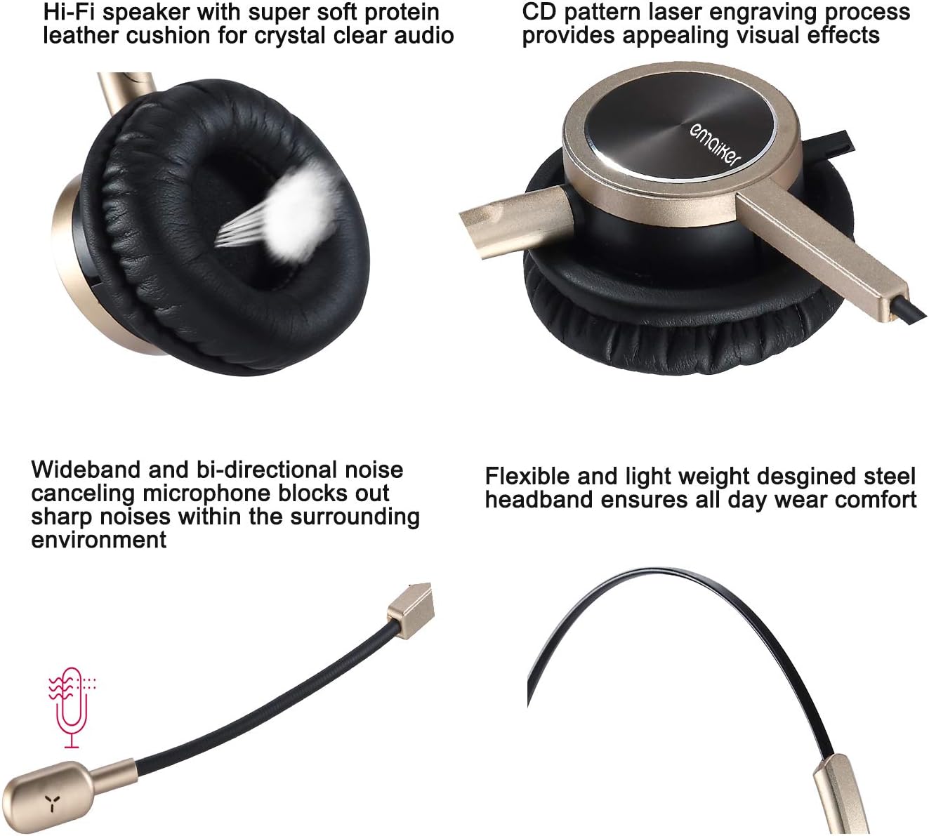 Gold USB Headset with Noise Cancelling Microphone X6169