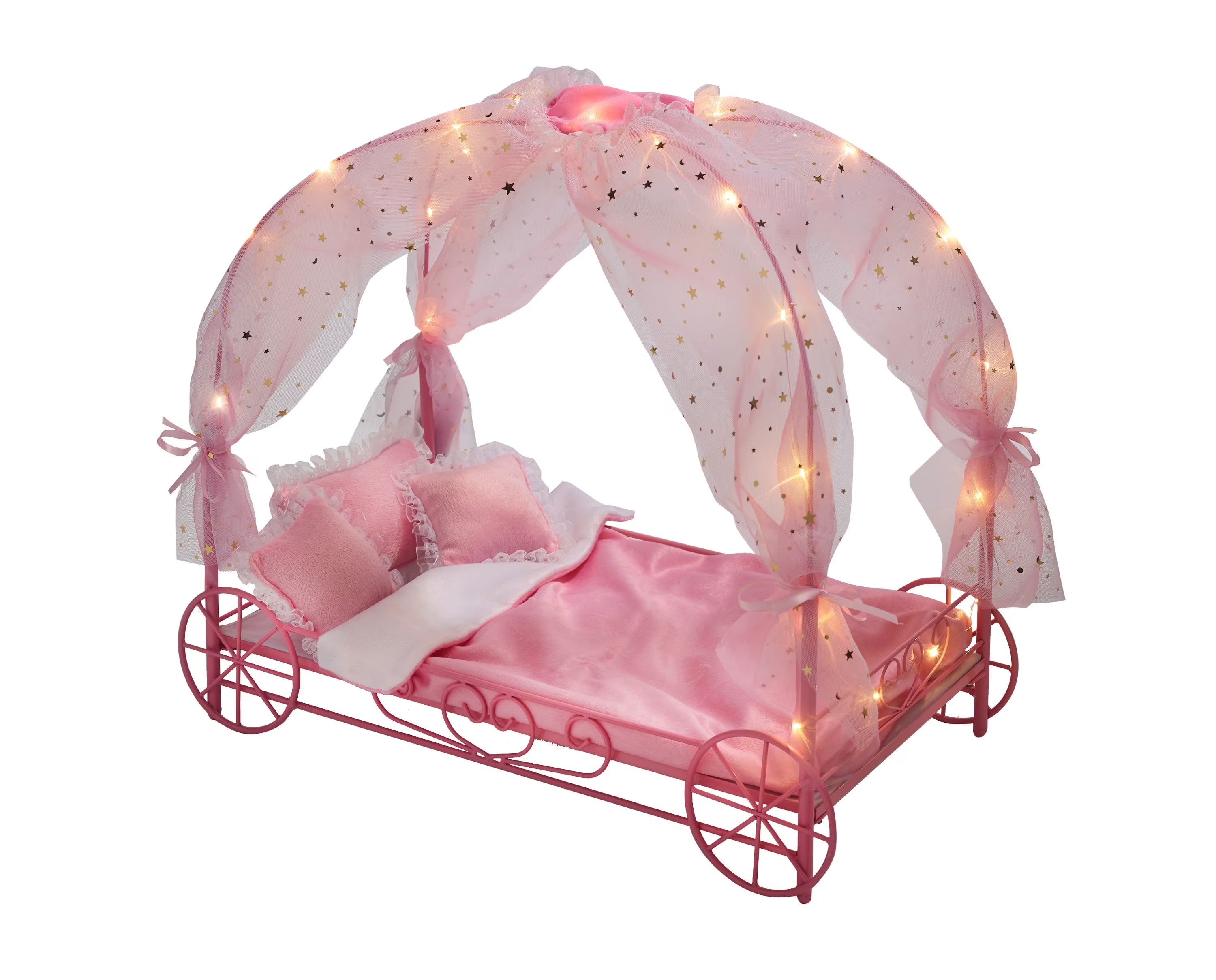 Pink Doll Bed with Canopy and LED Lights A336