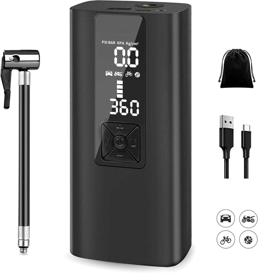 Portable Tire Inflator 150PSI 8000mAH Cordless Air Pump (Black) D493