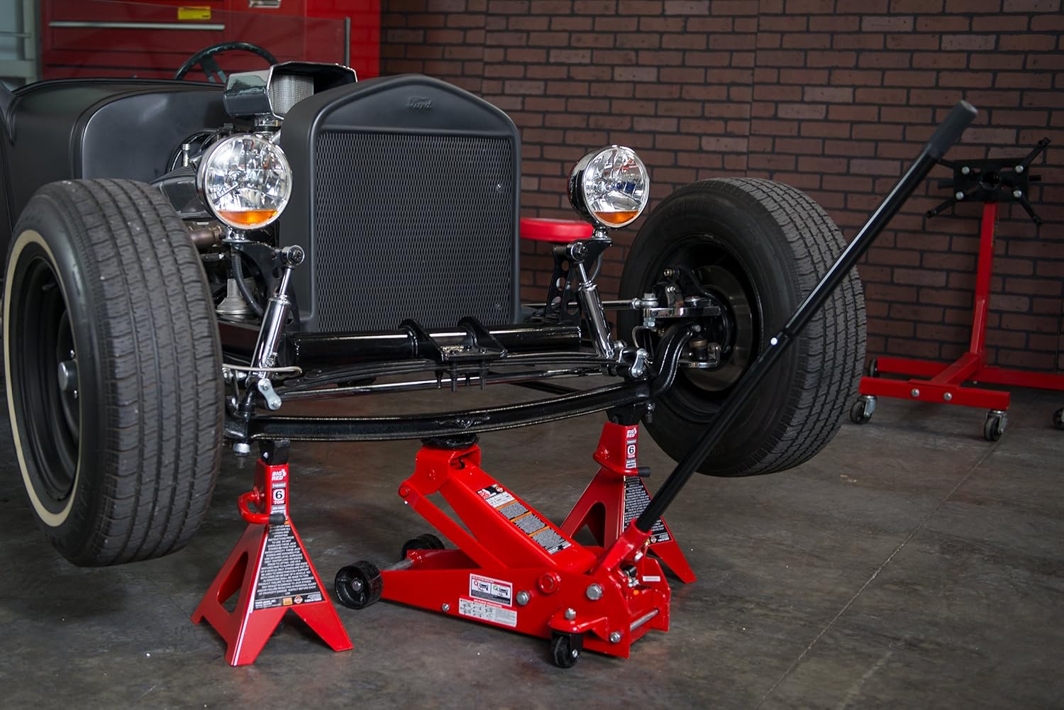 Steel Jack Stands 6 Ton Capacity Red 1 Pair R166836
