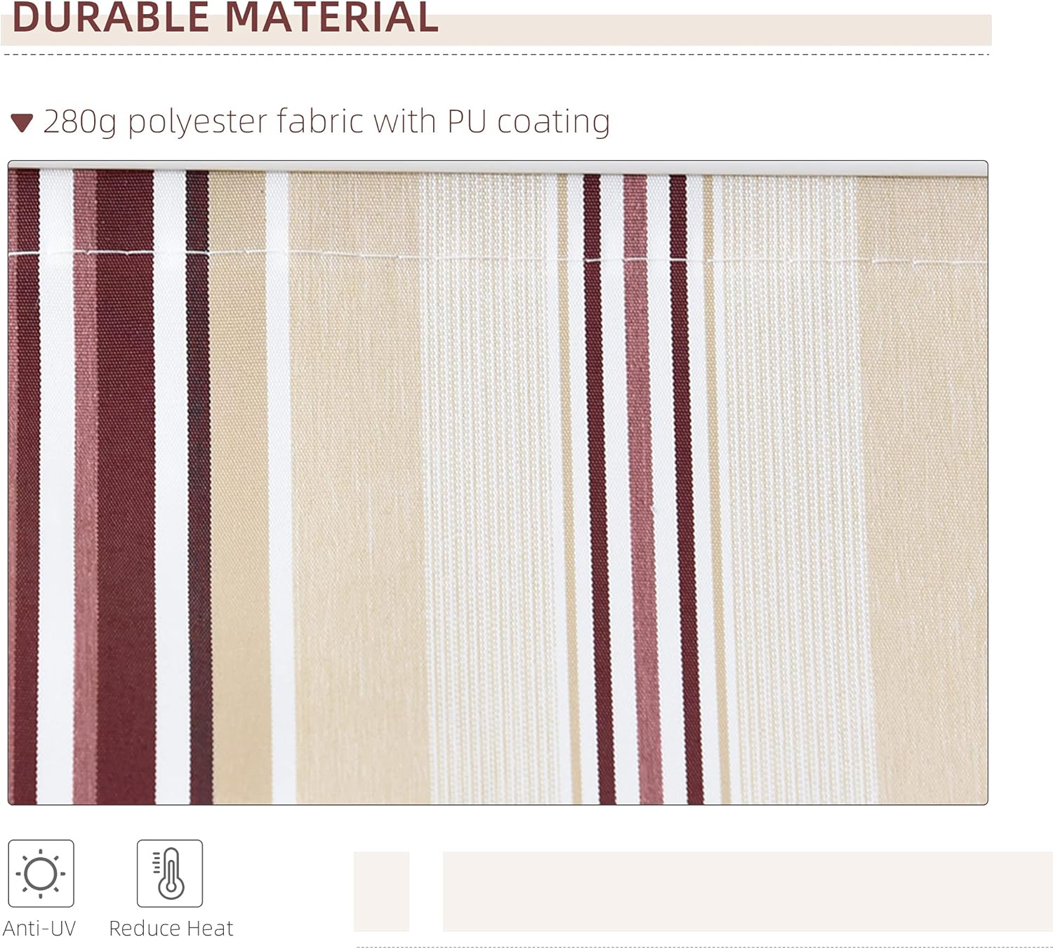 Red Manual Retractable Patio Awning with Canopy T210108