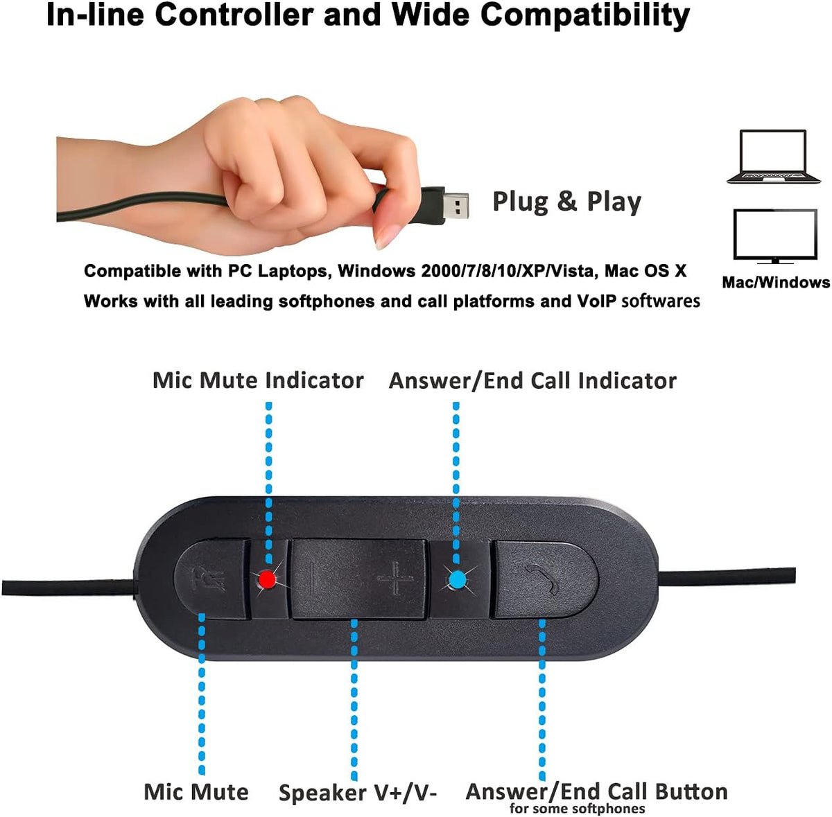 Gold USB Headset with Noise Cancelling Microphone X6169