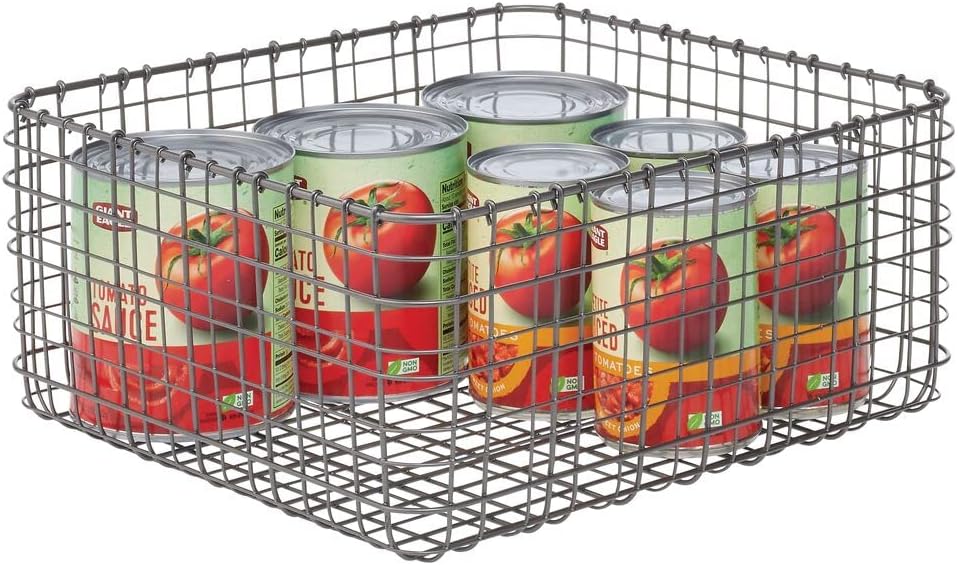 Bronze Metal Wire Food Organizer Storage Bin Basket, Pack of 2 W2079