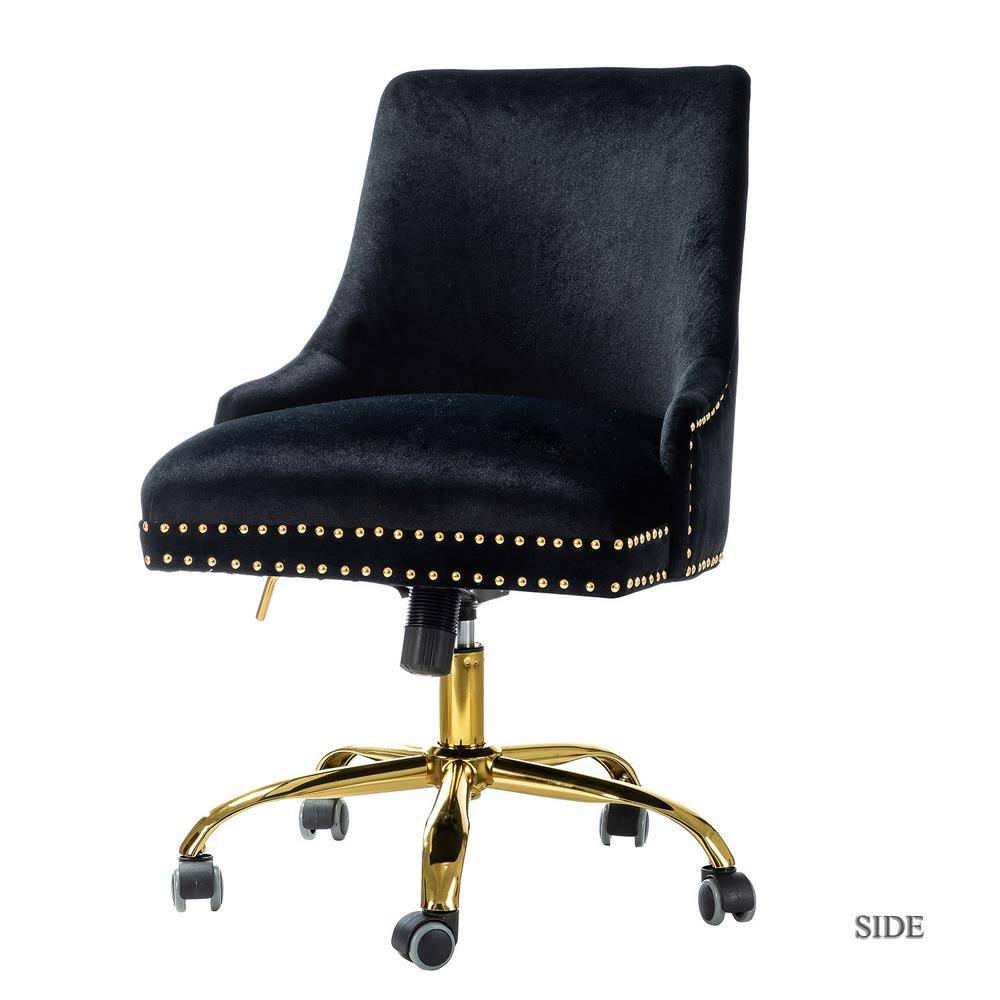 Black Nailhead Swivel Task Chair Y531