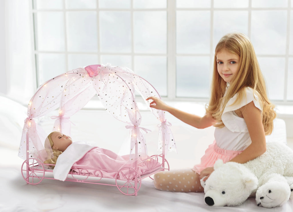 Pink Doll Bed with Canopy and LED Lights A336
