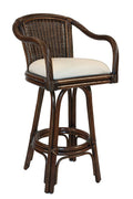 Antique Finish Swivel Rattan & Wicker Bar Stool J39401