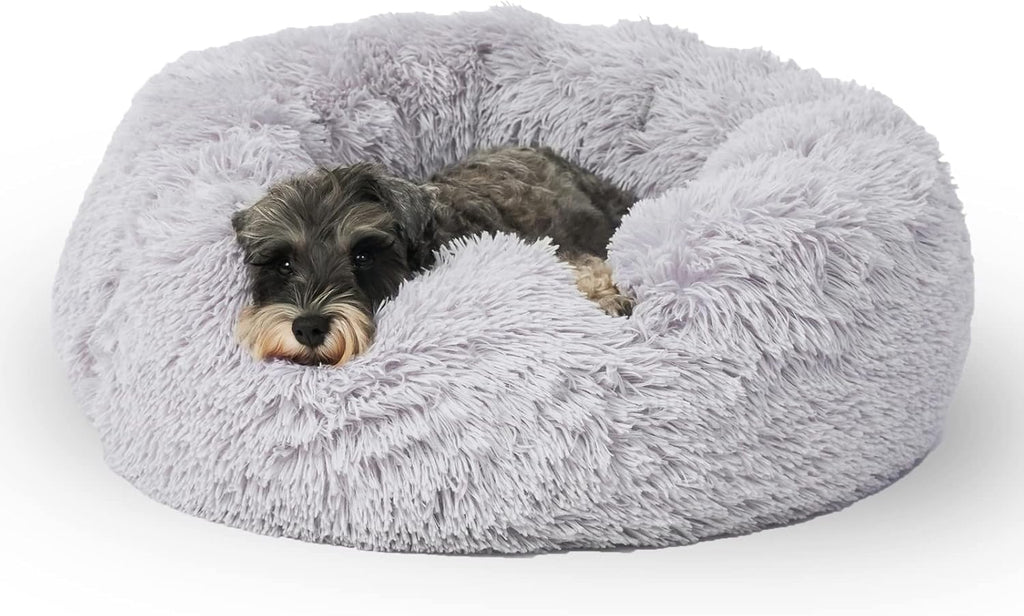 Round Donut Fluffy Pet Bed, Anti-Slip Bottom, 28 inch, Pack of 2 M1561
