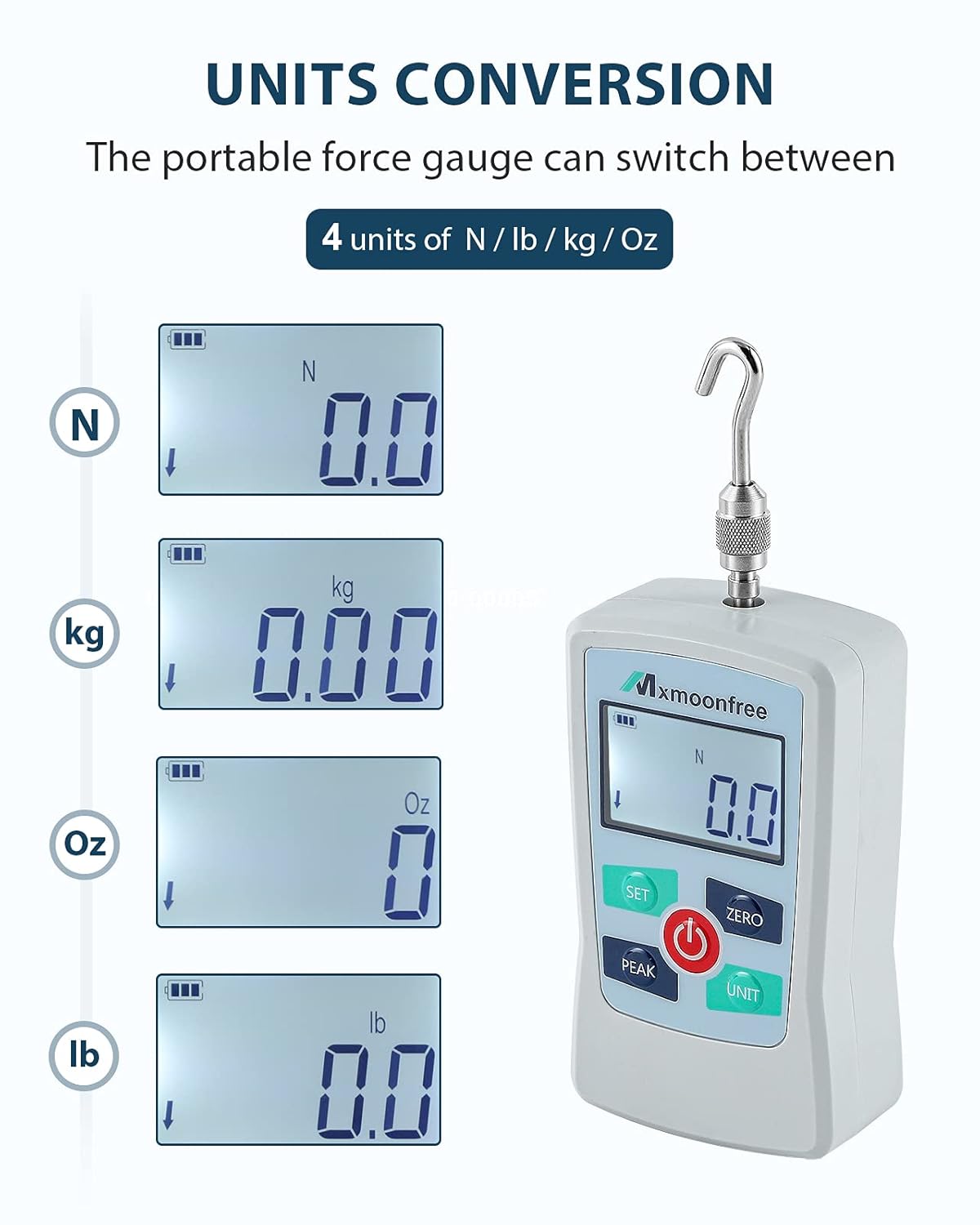 300N Digital Force Gauge Push Pull Force Meter with Storage Case Y28776