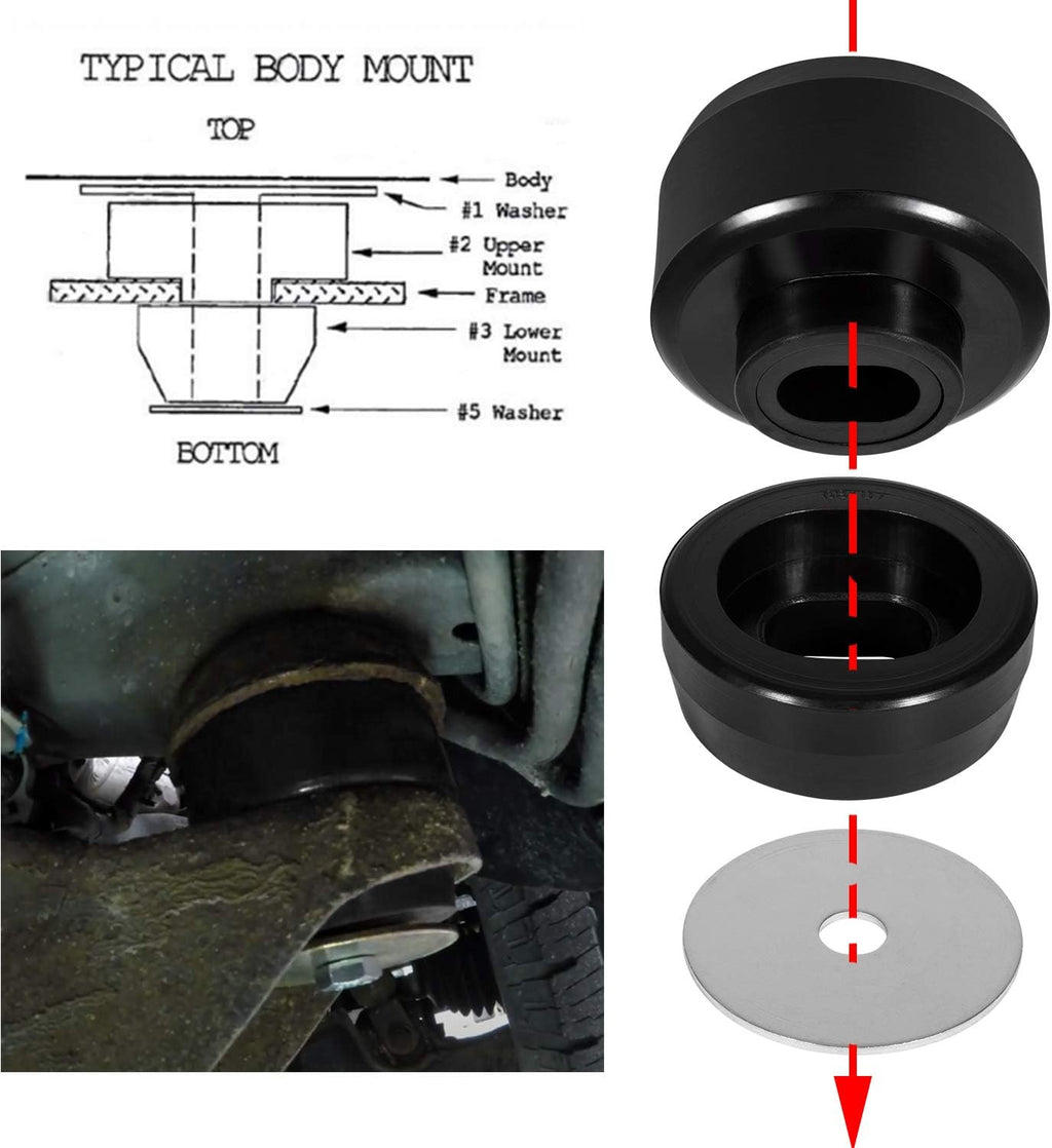 24Pcs Black Polyurethane Body and Cab Mount Bushing Kit Z2666