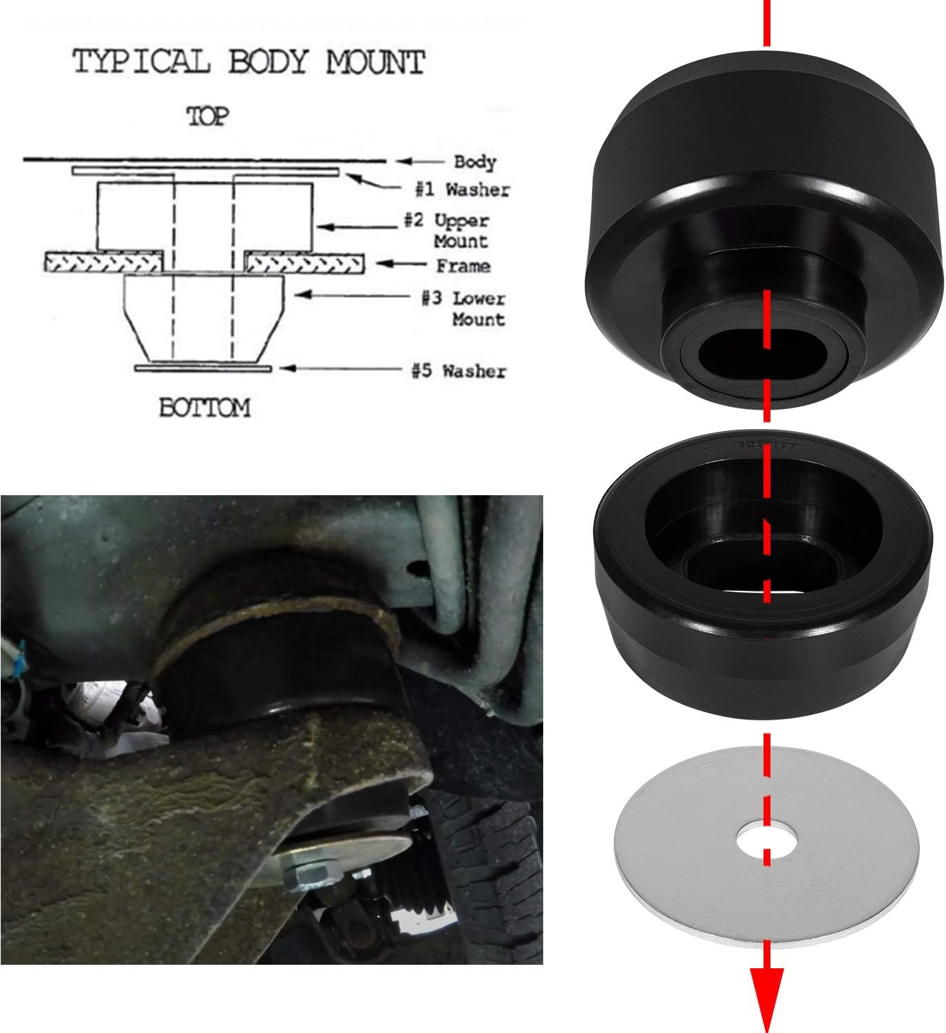 24Pcs Black Polyurethane Body and Cab Mount Bushing Kit Z2666