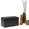 Distressed Saddle Brown Faux Leather Storage Ottoman A4709