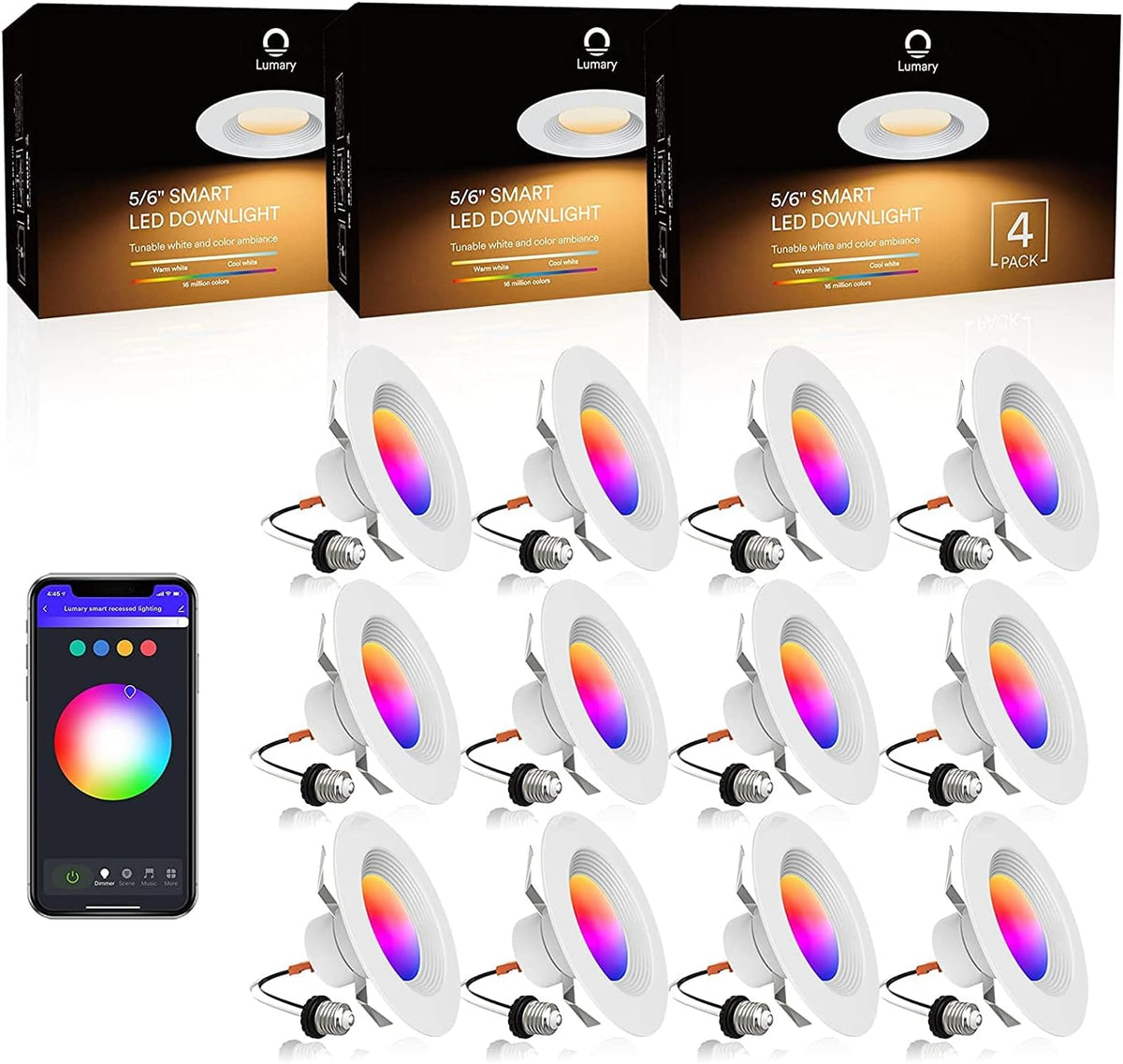 5/6 inch LED Smart Recessed Lighting, 8 Pack D88171