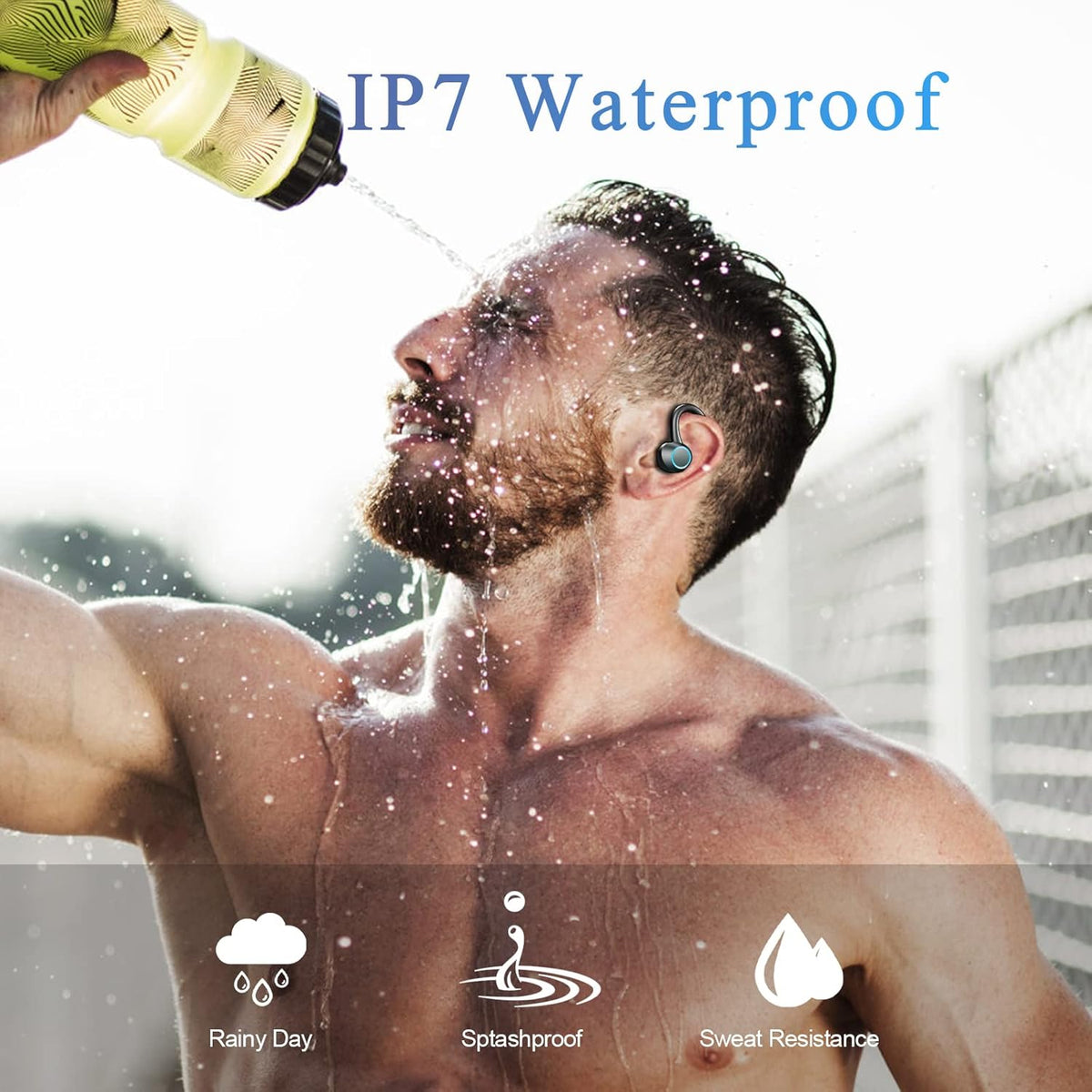 Wireless Bluetooth 5.1 Sport Earbuds with Earhooks, IP7 Waterproof, Pack of 2 C803