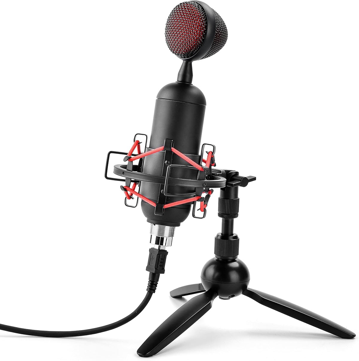 USB Cardioid Condenser Microphone with USB Cable, Built-in Pop Filter, Adjustable Desktop Stand N241581