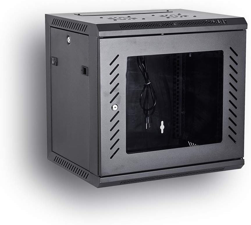Wall Mount Rack Server Cabinet 19-Inch Network Enclosure with Locking Glass Door 16-Inches Deep B33699