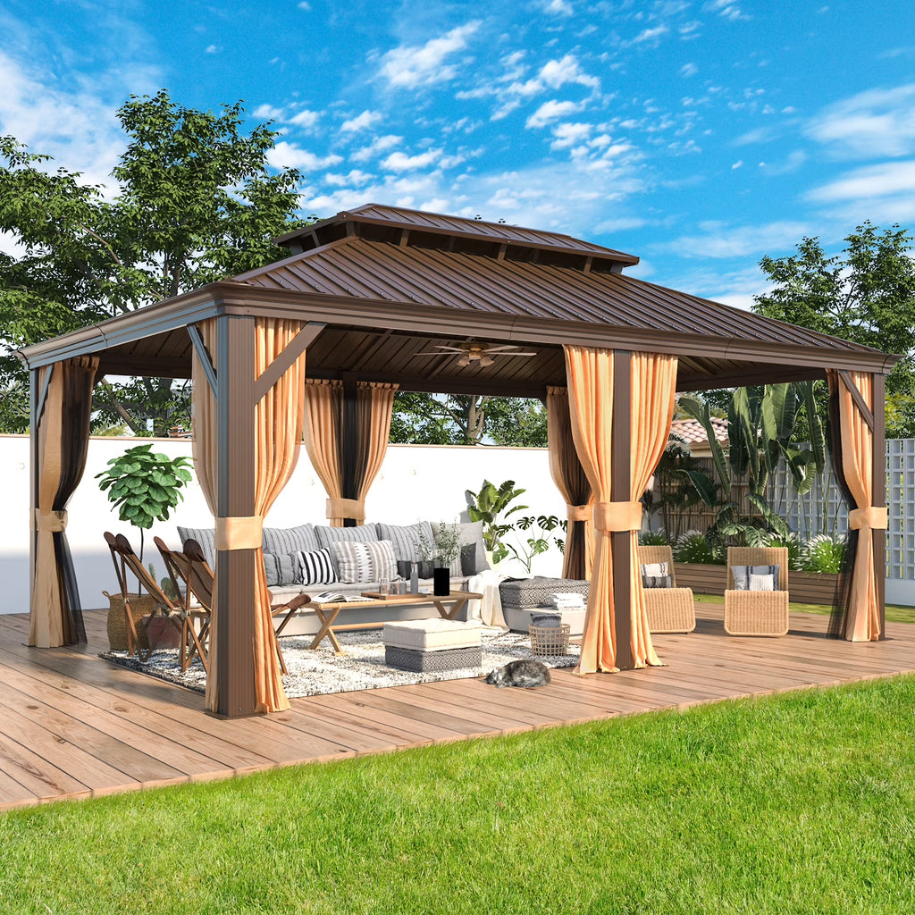 12' x 18' Hardtop Metal Double Roof Gazebo Y477