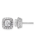 14K White Gold Lab-Created White Sapphire Earrings with Lab-Grown Diamonds T75457
