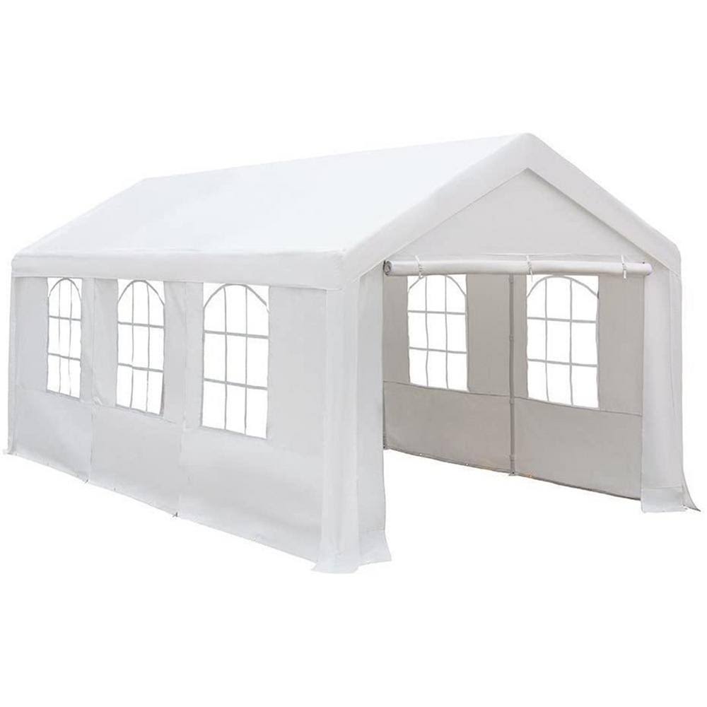 White Roof Steel Carport V65197